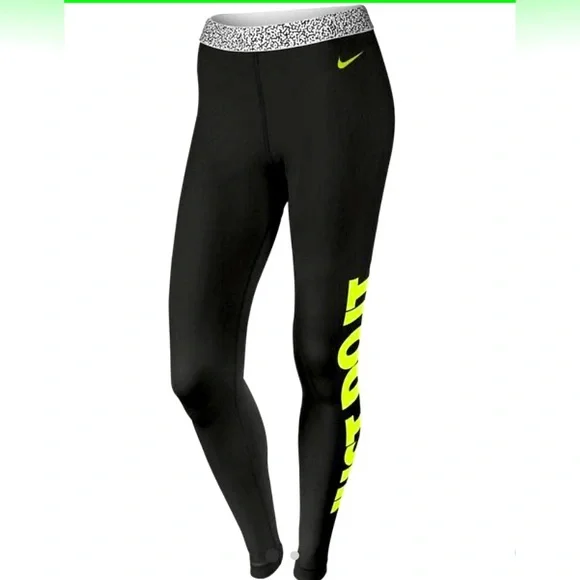 Nike Pro Hyperwarm Tights Mezzo Waistband Compression Black/Volt Women |Size S - Picture 3 of 10